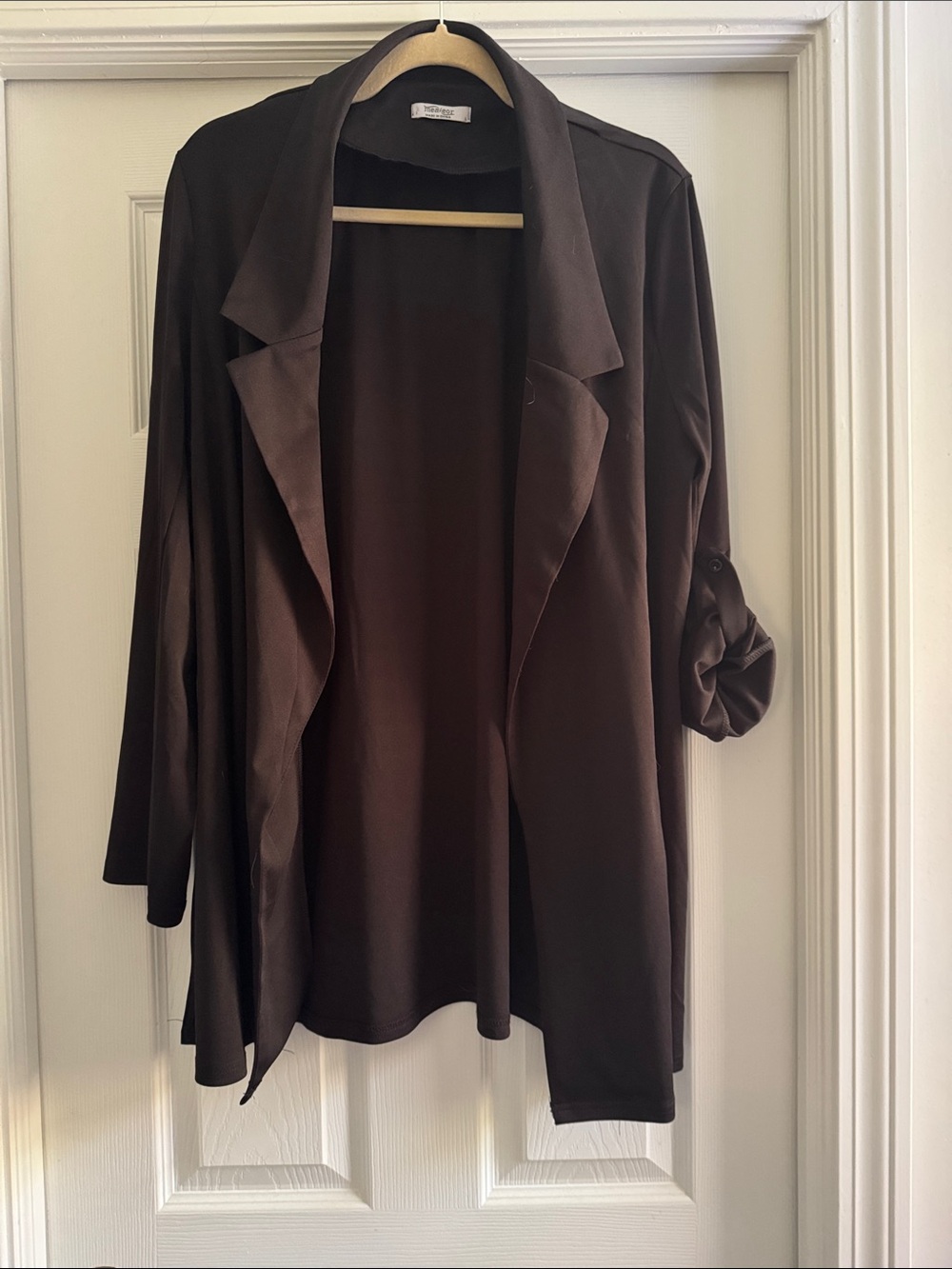 Women's Black Open Front Lightweight Drape Jacket